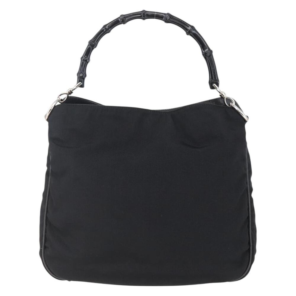 GUCCI Bamboo Hand Bag Nylon Black Silver 001 1638 001 1638 - Picture 2 of 12